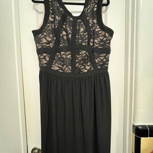 R&M Richards Black and Nude Lace Backless Dress